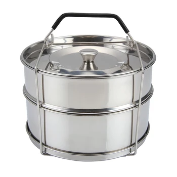 

1 PC Stainless Steel Convenient Double Layers Practical Food Steamer Cooking Boiler Steamer Insert Instant Pot Steam Pot