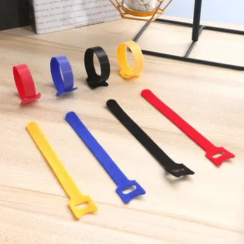 

50Pcs T-shaped Cable Tie Hook and Loop Adhesive Tie Strap Organizer Fastening Tape For TV USB PC Computer Network Cable