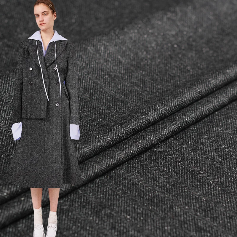 Красный малиновый черный горошек в елочку пряжа окрашенная шерстяная ткань шерстяные материалы женские костюмы куртка швейная ткань