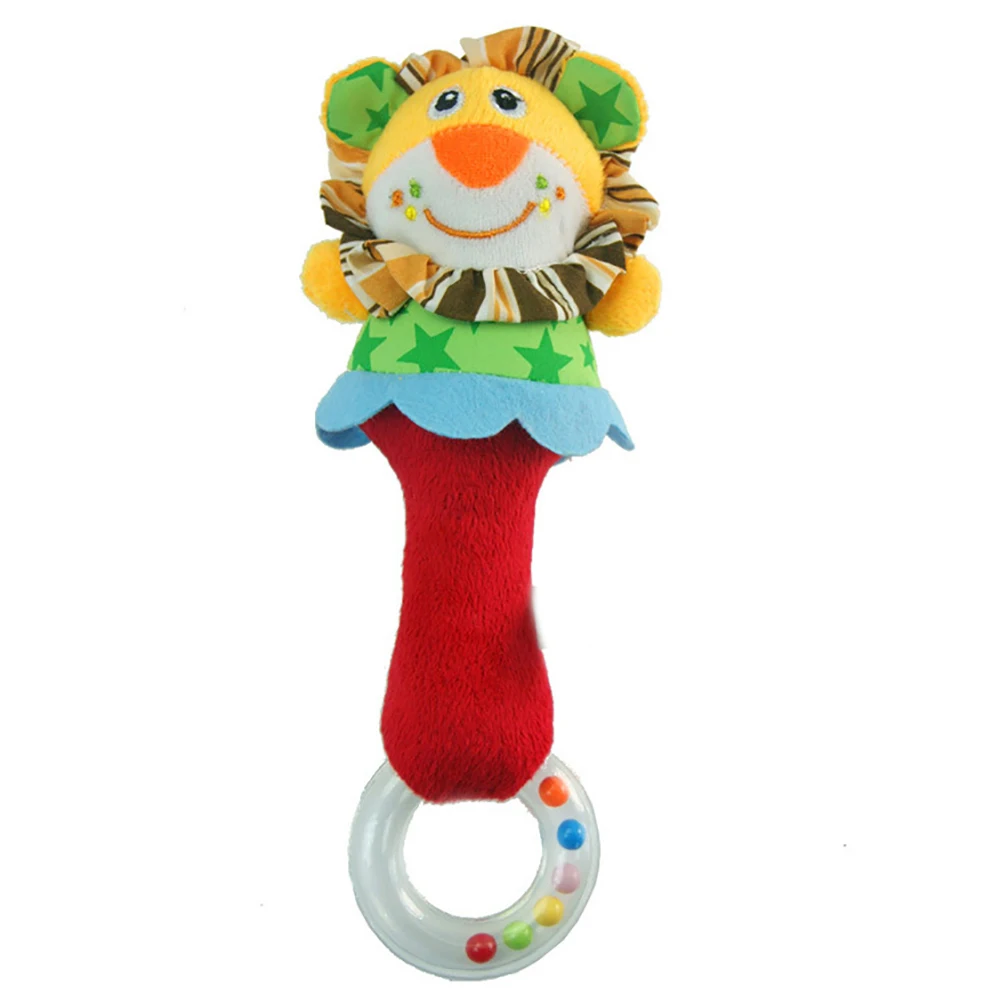 Baby Hand Rattle Toy Cute Colorful Cartoon Lion Animal Calf Teether Hand Rattle Toy Shaking Jingle 2
