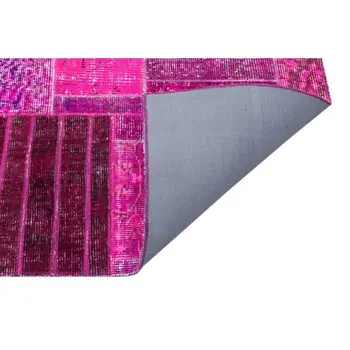 

Handmade Fuchsia Vintage Overdyed Patchwork Area Rug 159x227 Cm-5'3''X7'5''