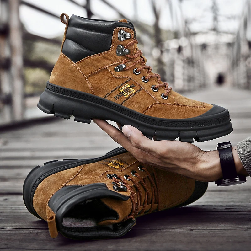 Мужская защитная обувь строительные уличные сапоги с высоким стальным носком, защитные ботинки мужские рабочие ботинки с прокалыванием рабочие ботинки