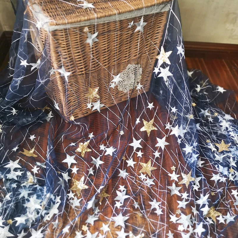 GLace 3 meters/pcs 3 цвета золотые блестки Серебряные звезды Прозрачная мягкая сетка diy свадебная фата модная одежда X0595