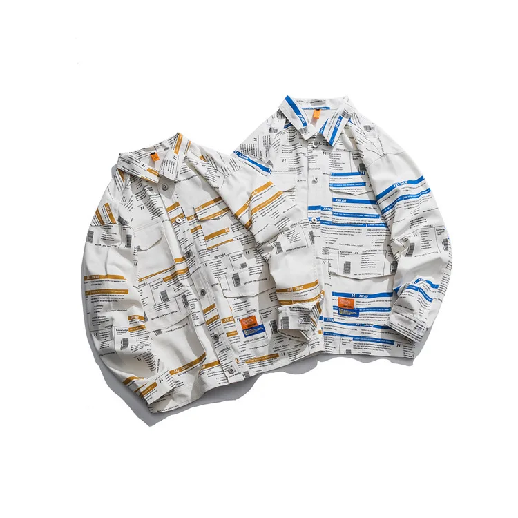 

Coat Men's Spring And Autumn 2019 New Style Printed Loose-Fit Trend Youth Jacket Men'S Wear Casual Versatile on Clothes