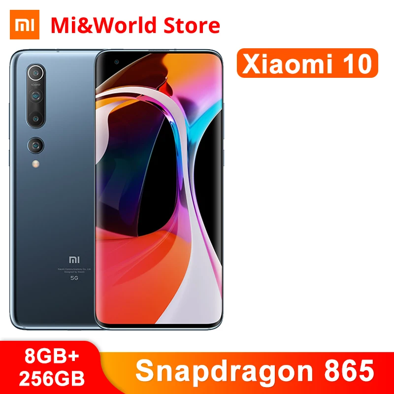 Новейший Смартфон Xiaomi Mi 10 8 ГБ 256 5G Snapdragon 865 Восьмиядерный 108MP Quad Camera 6 67 дюймов AMOLED
