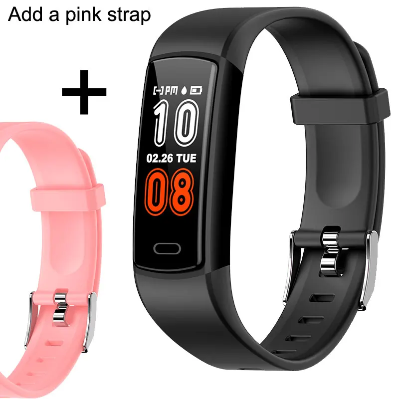 Add a pink strap Фитнес-браслет, измеритель артериального давления, IP67, водонепроницаемый смарт-браслет для мужчин и женщин, пульсометр, Facebook, напоминание, Y29, Смарт-часы - Цвет: Add a pink strap
