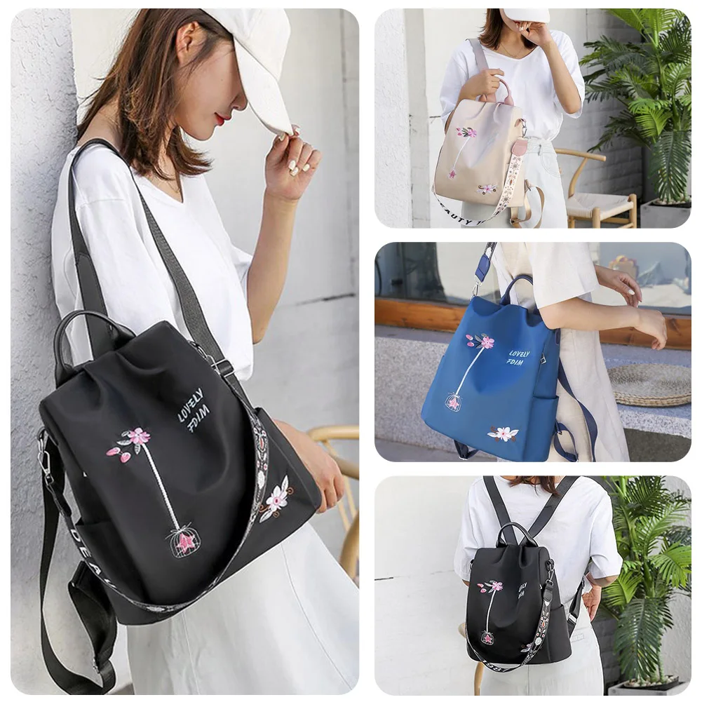 stylish backpacks for laptops Casual Oxford Cloth Women's Backpack Flower Embroidered Shoulder School Bags Travel Anti-Theft Rucksack сумка женская 2022 тренд classy backpack