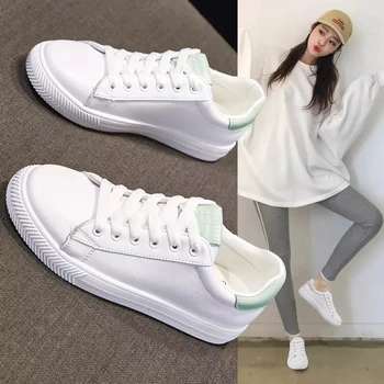 

2019 British style women Sneakers high quality flat sport Travel shoes Outdoor Lightweight pu white shoes zapatos de mujer