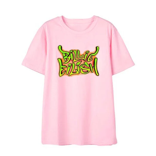 pink - style 2 Billie Eilish, футболка для мужчин и женщин, хип-хоп, уличная одежда, повседневная, розовая, красная, короткий рукав, крутая футболка, забавный рисунок, футболки для подростков, топы - Цвет: pink - style 2