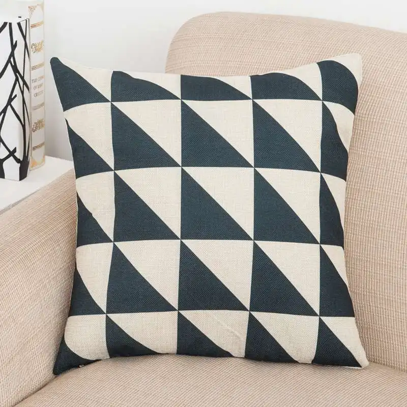 45x45 cm Nordic Geometric Grid Sofa Cushions Cover Linen Cotton Throw Pillows Covers Home Decoration Cushion Case for Bed Sofa - Цвет: E