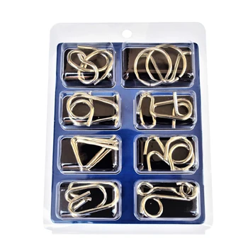 

8pcs/set Challenges Brain Teaser IQ Test Educational Mind Game Cultivate Thinking Fun Magic Trick Children Metal Wire Adult