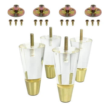 

4Pcs Acrylic Sofa Legs Clear Round Furniture Legs Replacement for Home Chairs Bed Drawers Cabinet Ottoman Coffee Table