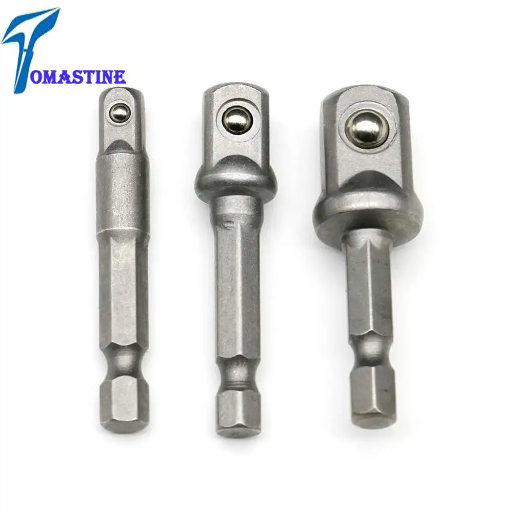 

3Pcs 1/4" 3/8" 1/2" Hex Wrench Sleeve Extension Bar Drive Power Drill Bit Socket Driver Adapter Set 1/4'' 3/8'' 1/2''& 50mm Long