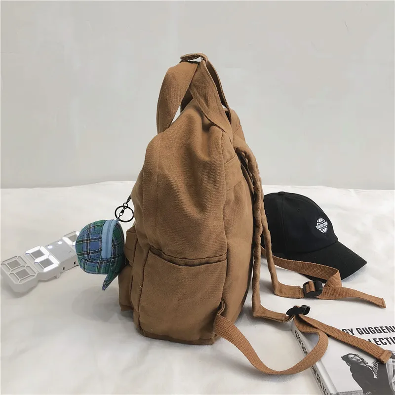 Vintage Women Cotton Canvas Backpack College Students Large