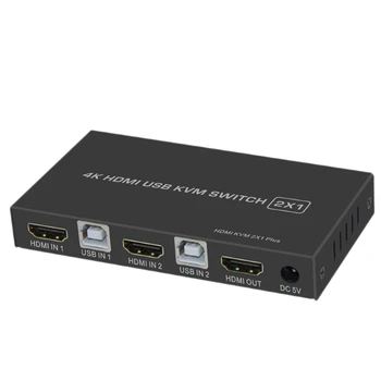 

4K HDMI KVM Switch 2In 1Out USB HDMI1.4 KVM Switcher Splitter Support Remote Wake-Up for Keyboard Mouse Printer Monitor