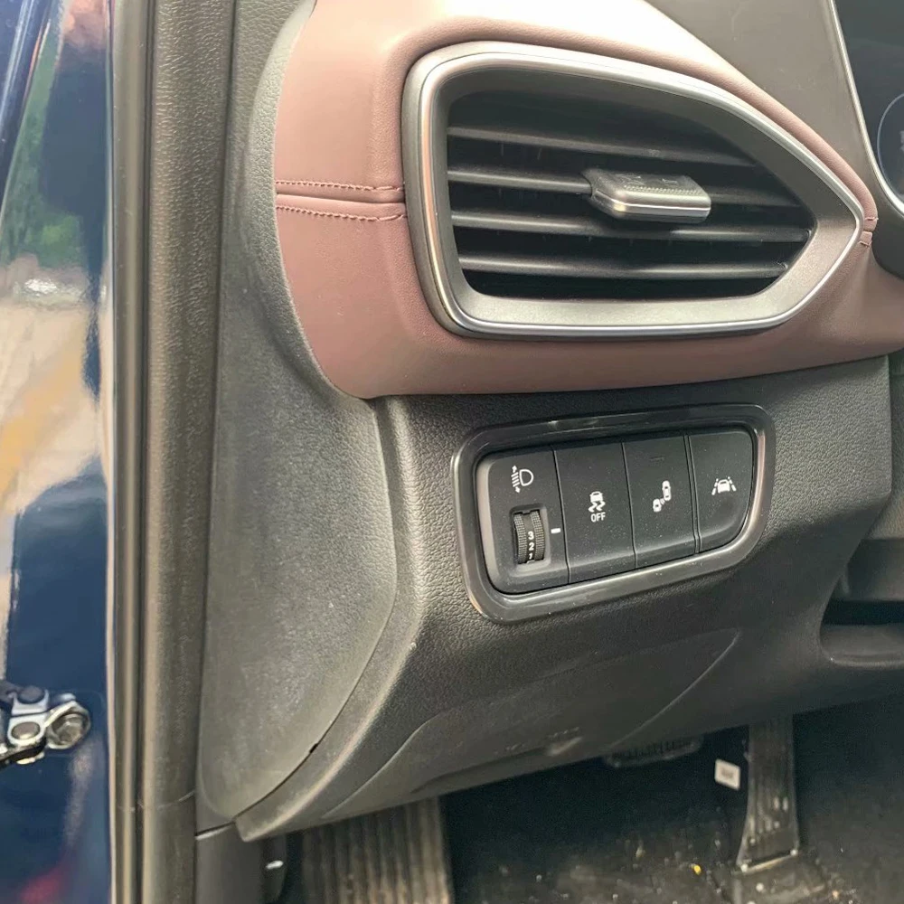 

For Hyundai Santa Fe 2019 2020 Carbon Fiber headlight switch adjust button cover trim Interior Accessories