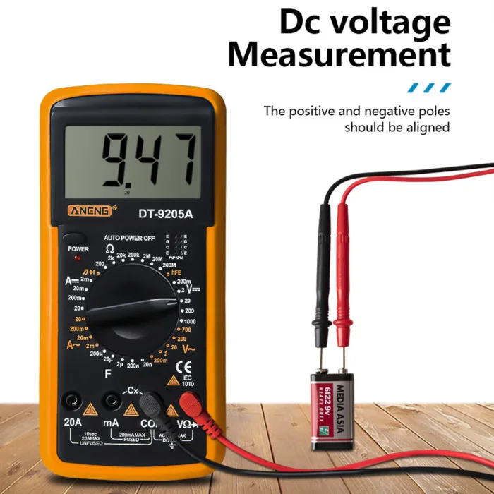 DT9205A Цифровой мультиметр с ЖК-дисплеем ручной AC DC Автоматический Диапазон мультиметр Амперметр Омметр Измеритель сопротивления емкости P