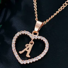  Womens Jewelry Name Initials Heart Pendant Necklace 26 Letters Zircon Love Necklaces Girls Gifts the First Letter Accessories 