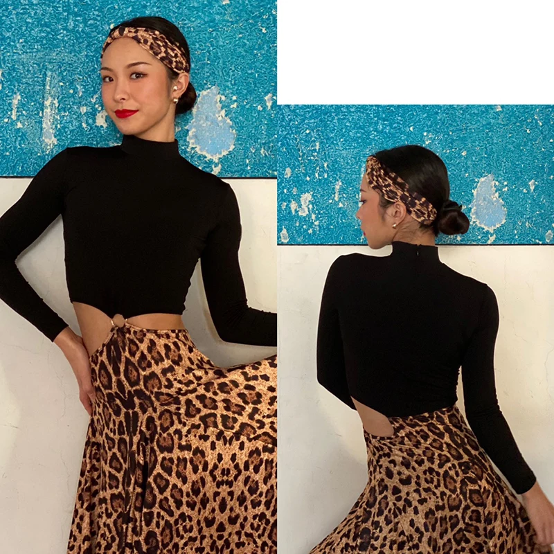 New Latin Dance Dress Women Practice Dancewear Leopard Salsa Rumba Modern Costumes Clothes DQS6458 | Тематическая одежда и
