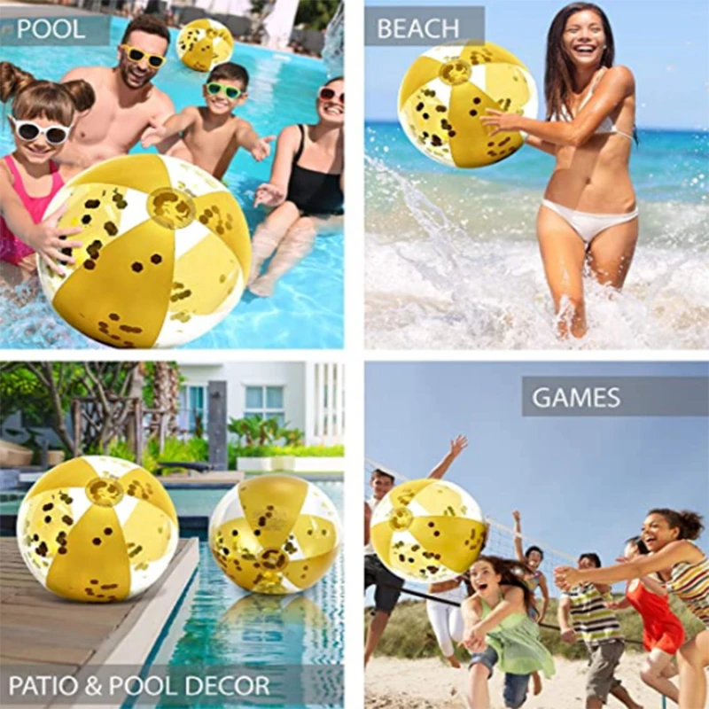 Summer Water Play Inflatable Party Swimming Pool Toy Portable Fun Photo Props Glitter Confetti Beach Ball Outdoor Sport Kid Gift
