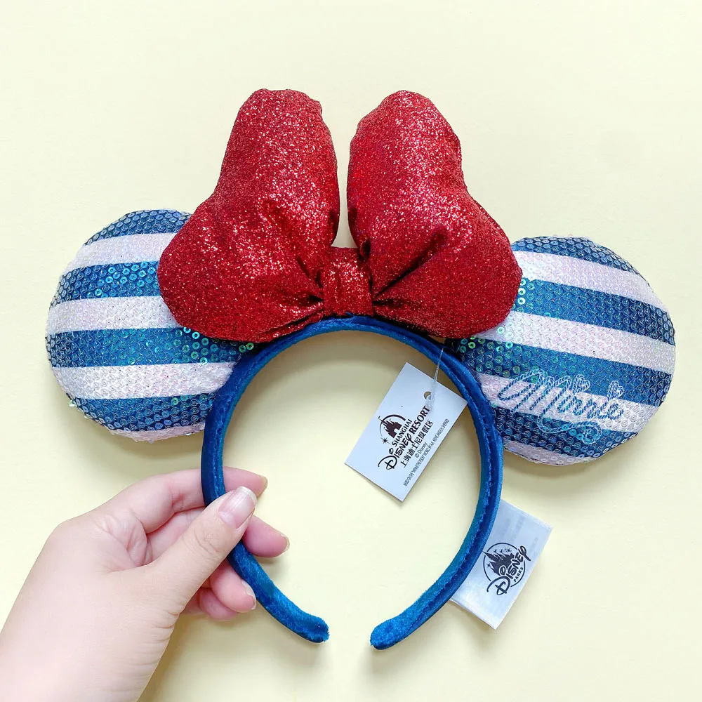 Disney Minnie Mouse Ears Headband Mermaid glitter Bows EARS COSTUME Headband Cosplay Plush Adult/Kids Headband Gift