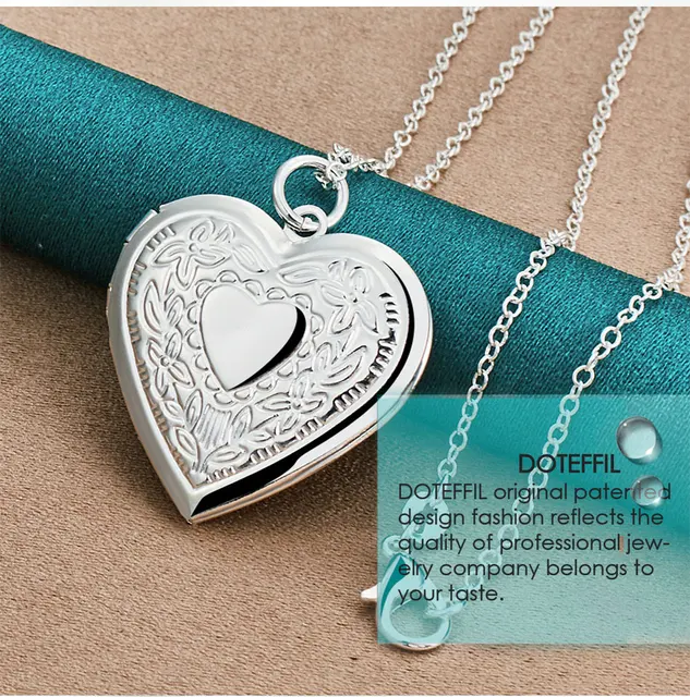 Charming Girl Sterling Silver Flower Heart Locket Necklace