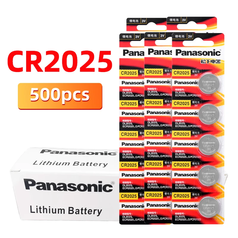 PANASONIC 500pcs/lot cr2025 Brand New Button Cell Batteries 3V Coin Lithium electronic hearing aid counter clock watch BR2025 |
