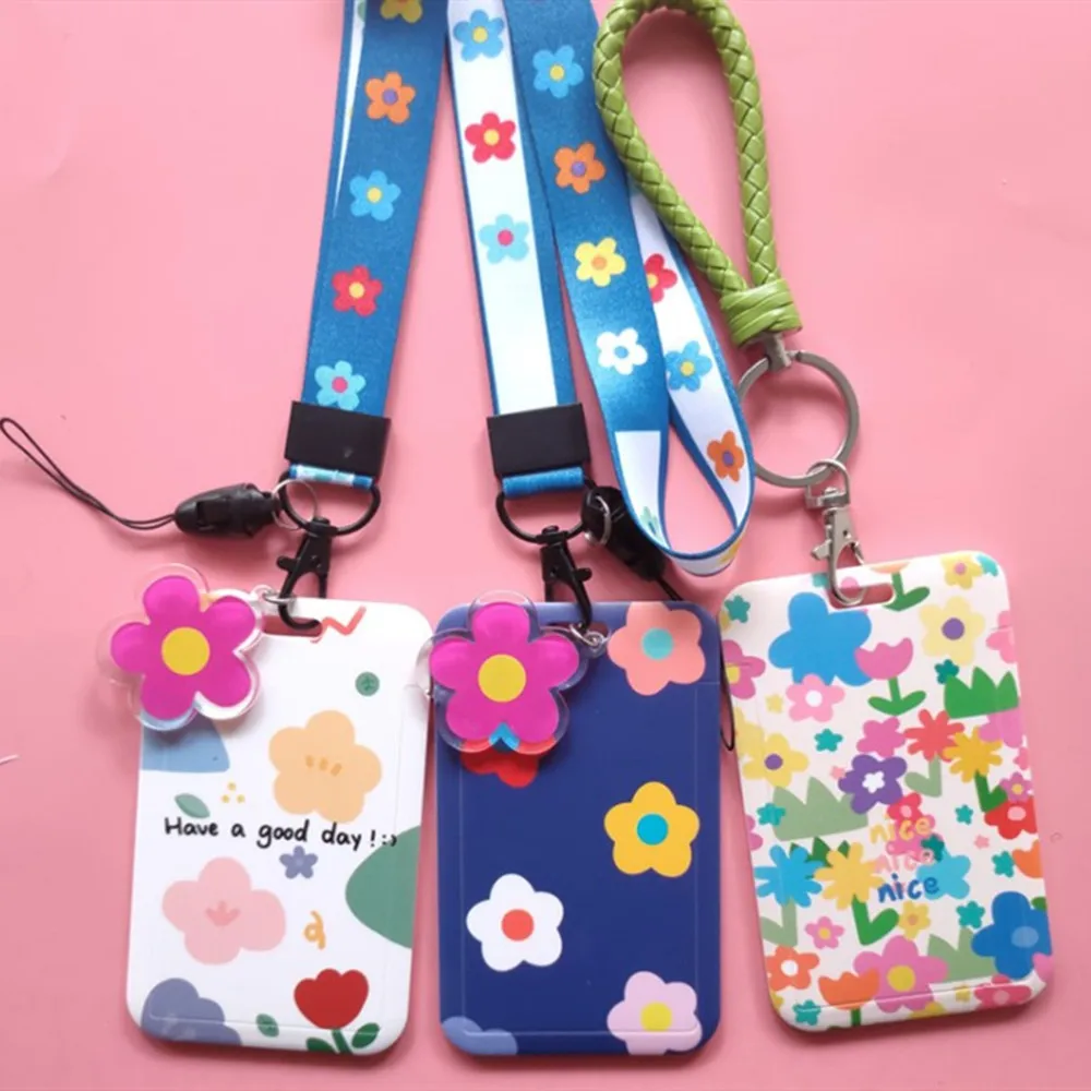 Tarjeteros de negocios con dibujos animados para mujer, funda retráctil, portadores de identificación, insignia, funda para tarjeta de autobús