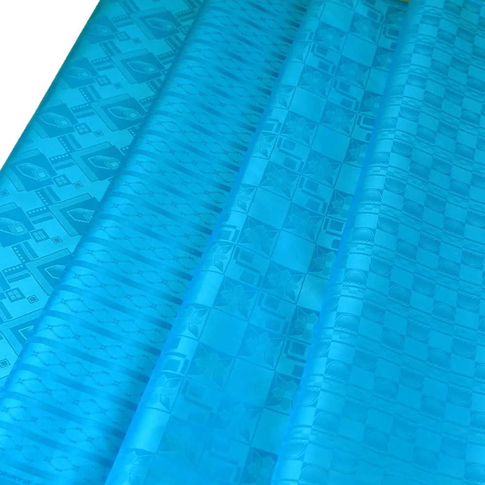 Water blue Оптом и в розницу Дамаск высокое качество хлопок зеленая мята Базен ткань для одежды в африканском стиле Guinea парча - Цвет: Water blue