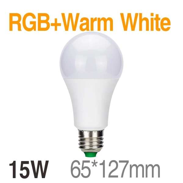 15W RGB Warm White Светодиодный RGB лампа 5 Вт 10 Вт 15 Вт E27 AC85-265V светодиодный светильник 16 изменяемый цвет RGB светодиодный светильник с функцией памяти+ ИК-пульт дистанционного управления - Испускаемый цвет: 15W RGB Warm White