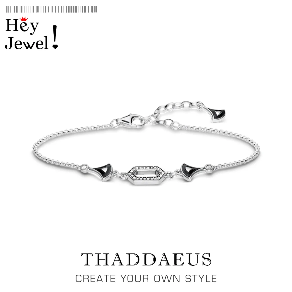 Азиатский орнамент звено цепи браслет для женщин 925 стерлингового серебра геометрический Rigour подарок подходят очаровательные ювелирные изделия для тела Вечерние подарки