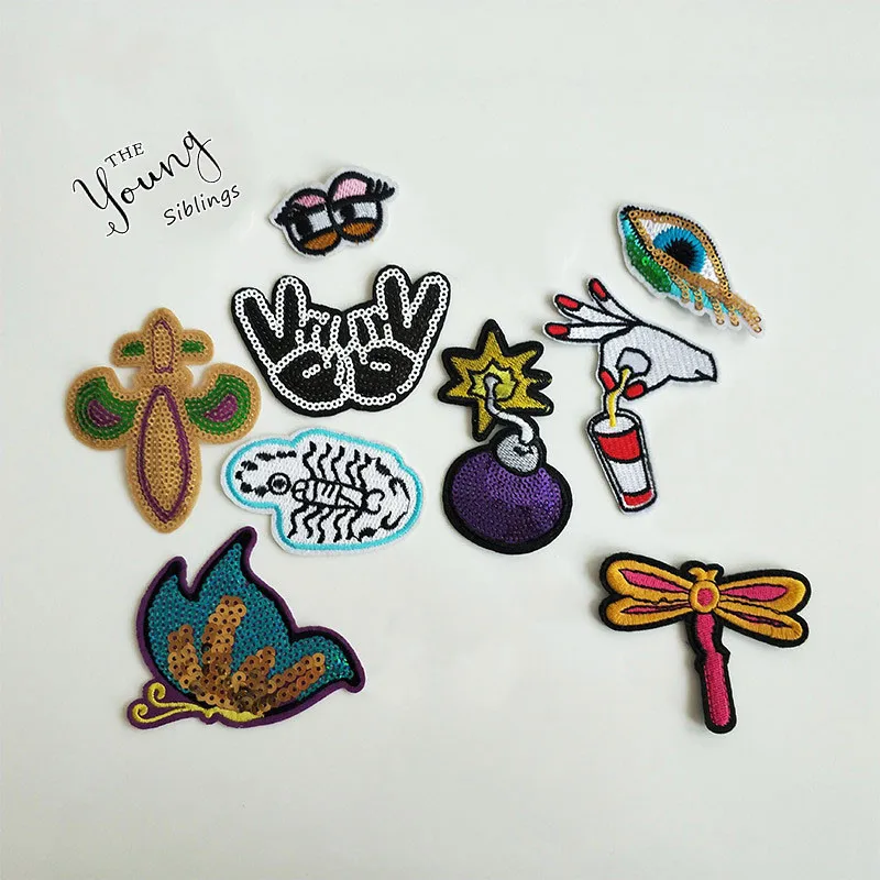 

Sewing Clothes Patch High Quality Iron On Embroidery Patches Hotfix Applique Motifs Sew On Garment Stickers Hand Butterfly Bee