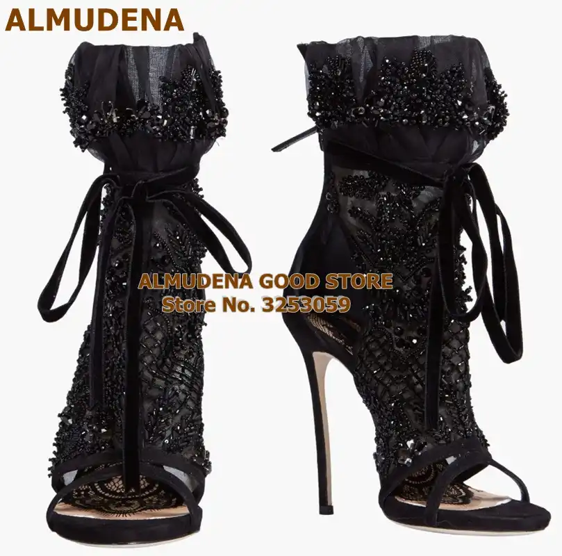 black lace wedding shoes