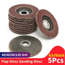 

5Pcs Grinding Wheels Flap Discs Sanding Discs 115/125mm 4.5/5 Inch 40/60/80/120 Grit Angle Grinder Abrasive Tool Wood Tools