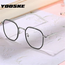 YOOSKE, Женские оправы для очков, мужские, анти-синий светильник, оправа для очков, Ретро стиль, полигон, прозрачные линзы, оптические очки