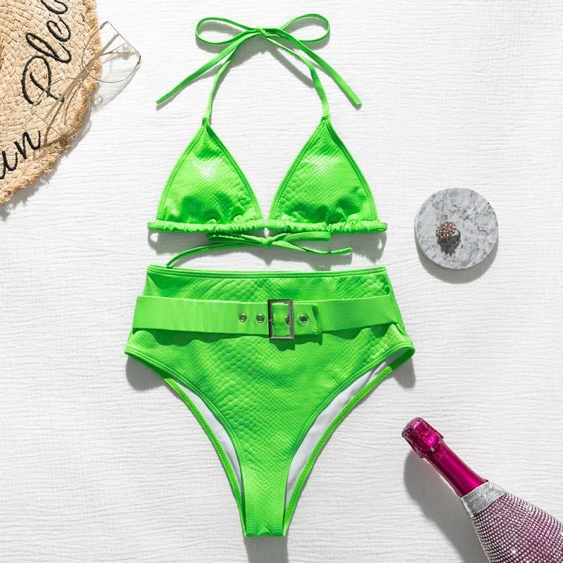 Misswim, сексуальный комплект бикини с высокой талией,, купальник с поясом, женский купальник, пуш-ап, треугольный бикини, купальник, Женская пляжная одежда, новинка