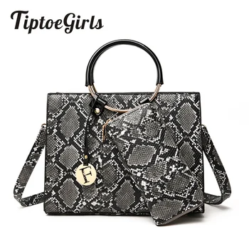 

Tiptoegirls Winter Women Handbags with Wallet Serpentine Fashion Bag Casual Circle Handle Party Totes Bag Woman Shoulder Bag