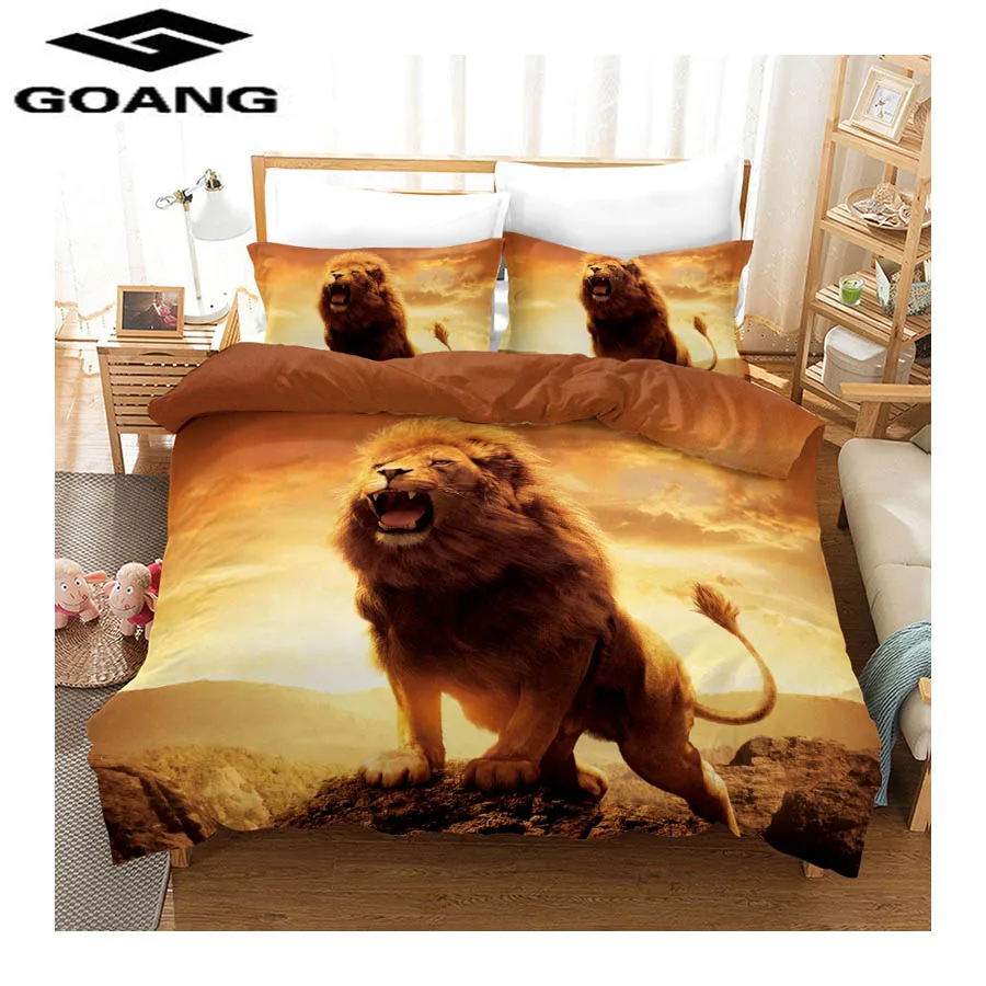 

GOANG bedding sets 3D Digital Printing setting sun lion bedding animal Duvet Cover Sets and pillowcase 100% Microfiber