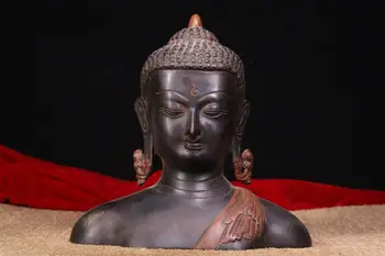 

wedding decoration Old hand chiseled, beaten, and painted Buddha statues of Shakyamuni Buddha head statue mask