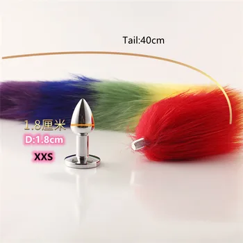 Separable Stainless Smooth Steel Anal Bead Butt Plug Sex Toys with Soft Fox Tai for Women Couples Cosplay Erotic Accessories 3