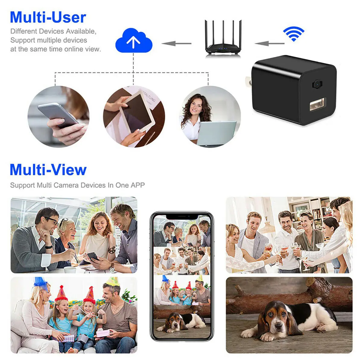 Mini Wifi Camera HD 1080P USB Charger Camcorder Video Recorder Security Nanny Cam Wall Charger Power Adapter Plug Mini Camcorder