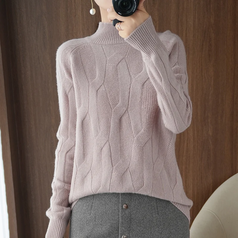 

adohon 2020 woman winter 100% Cashmere sweaters autumn knitted Pullovers High Quality Warm Female thickening Turtleneck