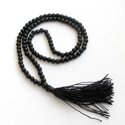 

6mm 108 Black Agate Gem Beads Tibet Buddhist Prayer Mala Necklace