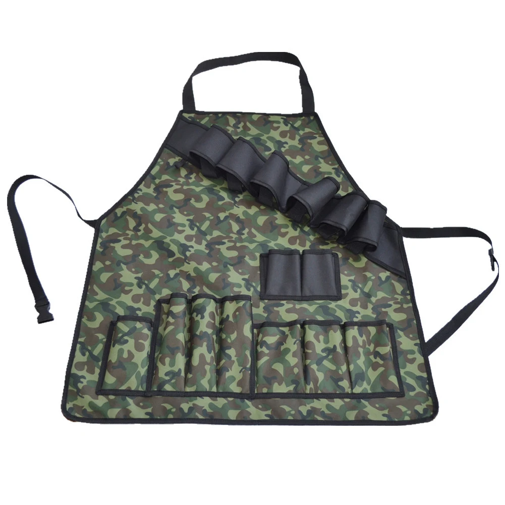 

Universal Barbecue Apron Oxford Fabric Splashproof Large Capacity Grill Cooking Adjustable Camouflage With Front Pockets Outdoor