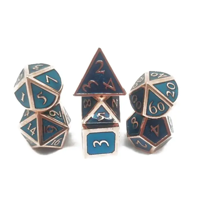 7 шт./компл. металла многогранные кости для DND RPG MTG игра Курсив шрифта кости разные цвета ролевой игры аксессуары