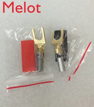 

50Pcs Gold Plated Copper Nakamichi Grade Interpolation Y Y U- type Screw Spade Banana Plug Speaker Cable Wire Connectors