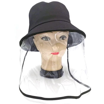 

Black Bucket Hat For Women and Men Fashion Solid Fishing Cap Outdoor Vacation Hat With A Circle of Transparent Protection