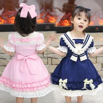 

Summer New Toddler Girls Lolita Dresses Cartoon Print Lace Ruffles Kids Dresses Cute Party Bow Princess Dress Baby Girls Clothes
