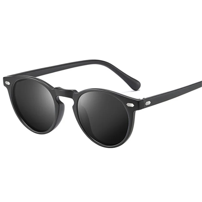 YOOSKE мужские Поляризованные Хамелеон Обесцвечивающие Круглые Солнцезащитные очки TR90 фотохромные классические женские маленькие солнцезащитные очки UV400 - Цвет линз: Черный