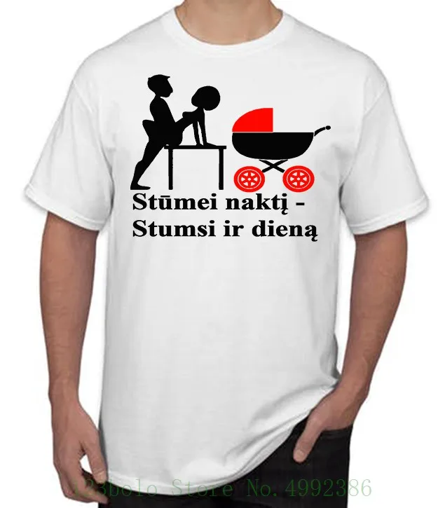 

Lt T Shirt Lietuva Lithuania " Stumei Nakt  , Stumsi Dien  " Vilnius Kaunas Round Neck Men Top Tee